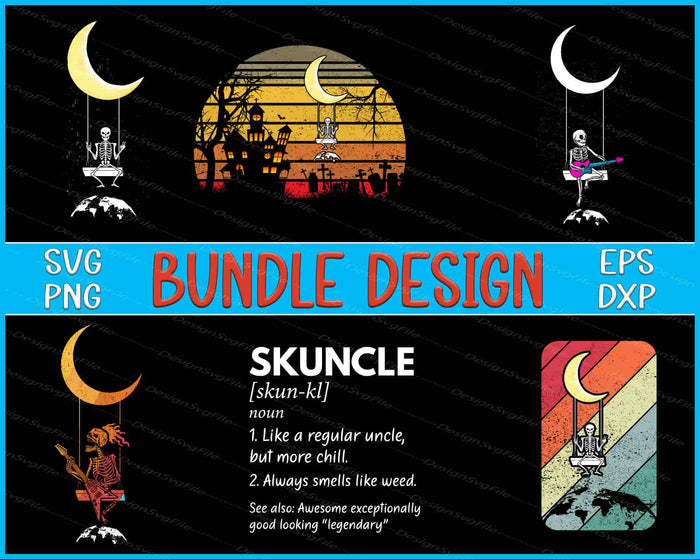 Skeleton Rock Bundle SVG, Smoking PNG
