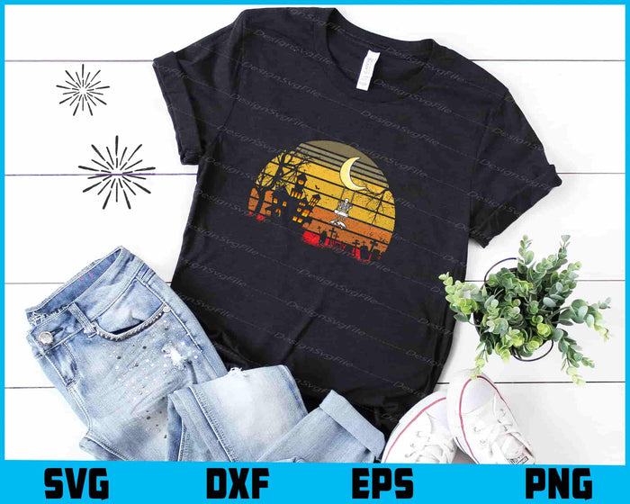 Skeleton Rock On Moon Spooky Halloween Rock SVG