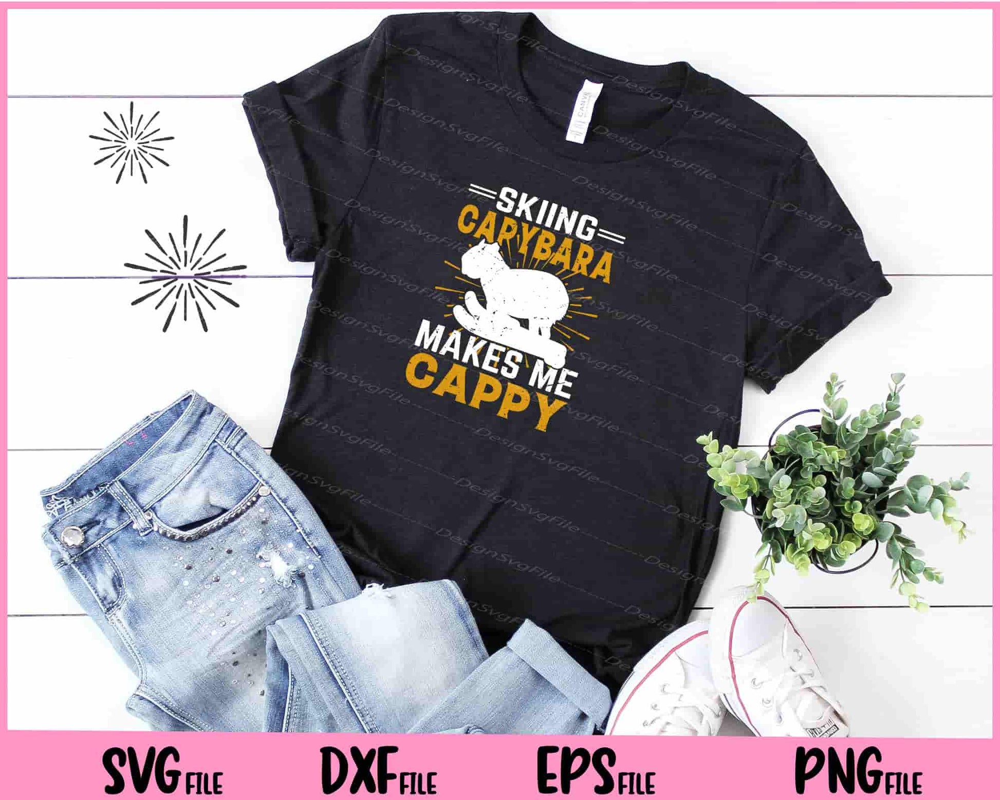 Skiing Capybara makes me cappy Svg Cutting Printable Files  - Premium Cutting Files in SVG, PNG & EPS Formats - Premium SVG Cutting Files for Crafts