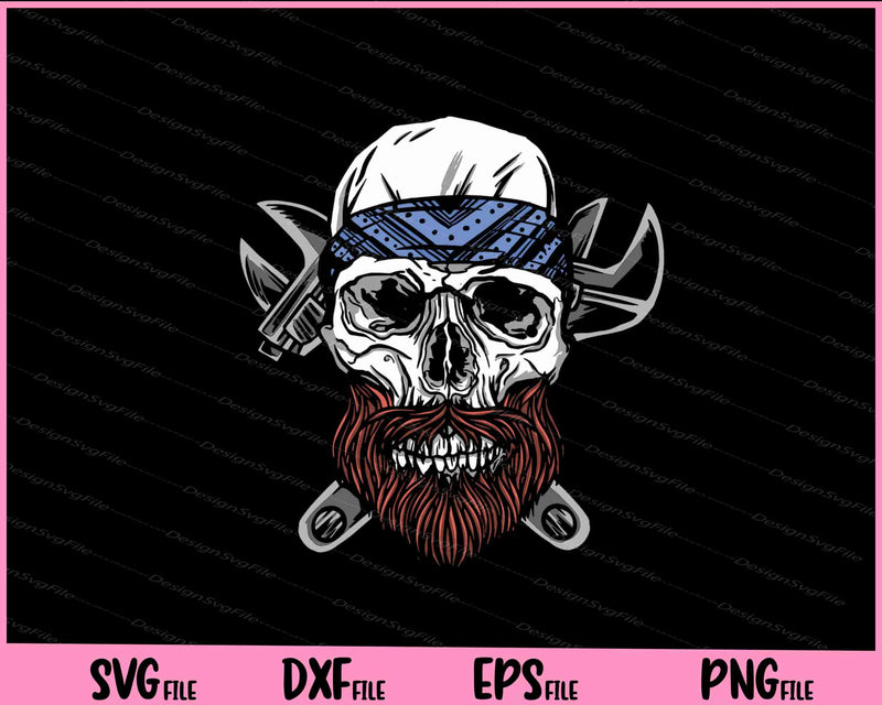 Skull Beard Mechanical Svg Cutting Printable Files  - Premium Cutting Files in SVG, PNG & EPS Formats - Premium SVG Cutting Files for Crafts