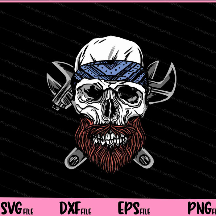 Skull Beard Mechanical Svg Cutting Printable Files  - Premium Cutting Files in SVG, PNG & EPS Formats - Premium SVG Cutting Files for Crafts