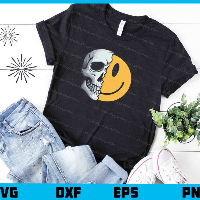 Skull Dual Faced Smiley Svg Cutting Printable File  - Premium Cutting Files in SVG, PNG & EPS Formats - Premium SVG Cutting Files for Crafts