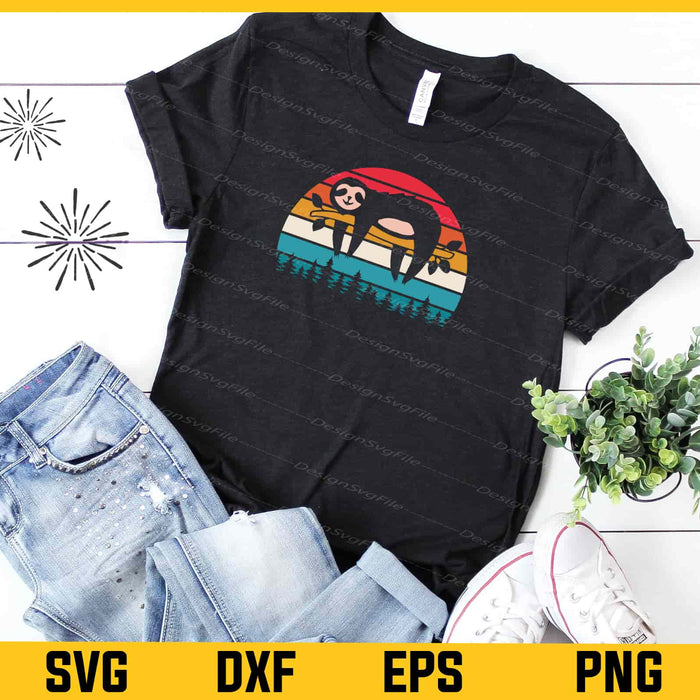 Sloth Retro Vintage Svg Cutting Printable File  - Premium Cutting Files in SVG, PNG & EPS Formats - Premium SVG Cutting Files for Crafts
