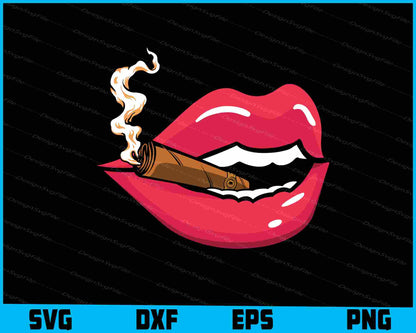 Smoke Cuban Cigar Vixen Red Lips SVG PNG Printable File  - Premium Cutting Files in SVG, PNG & EPS Formats - Premium SVG Cutting Files for Crafts