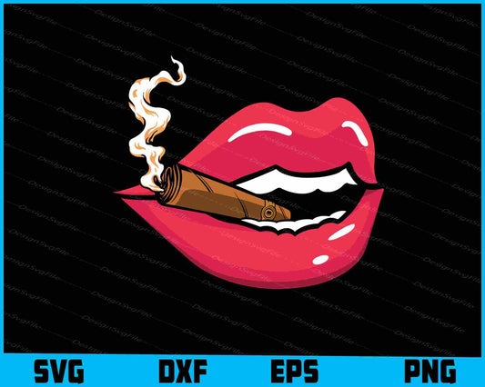 Smoke Cuban Cigar Vixen Red Lips SVG PNG Printable File  - Premium Cutting Files in SVG, PNG & EPS Formats - Premium SVG Cutting Files for Crafts