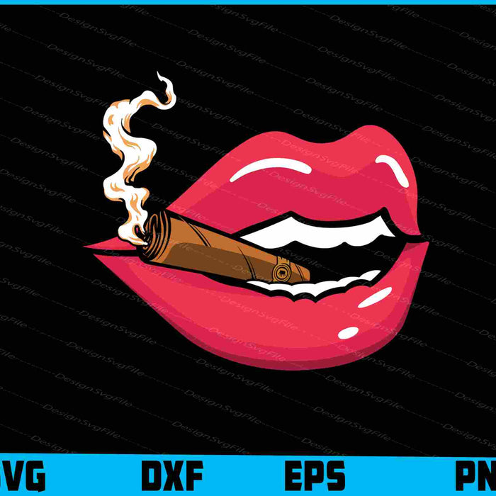 Smoke Cuban Cigar Vixen Red Lips SVG PNG Printable File  - Premium Cutting Files in SVG, PNG & EPS Formats - Premium SVG Cutting Files for Crafts