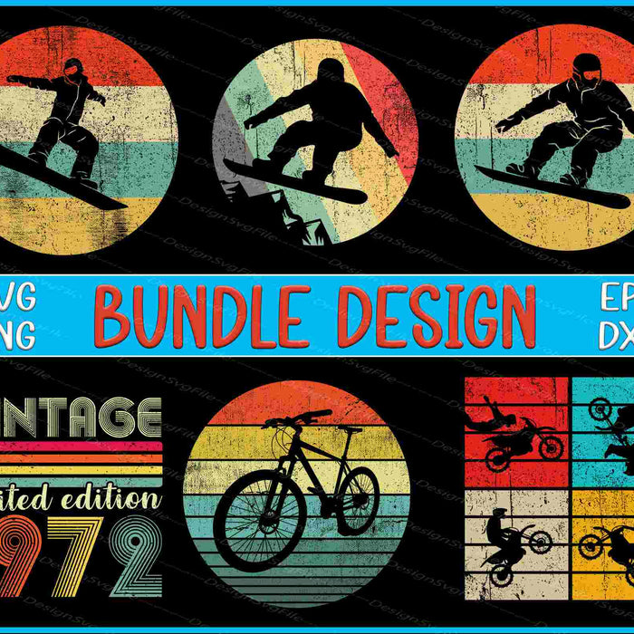 Snowboard Bundle SVG, Bicycle PNG