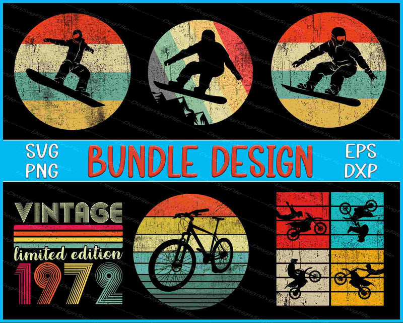 Snowboard Bundle SVG, Bicycle PNG