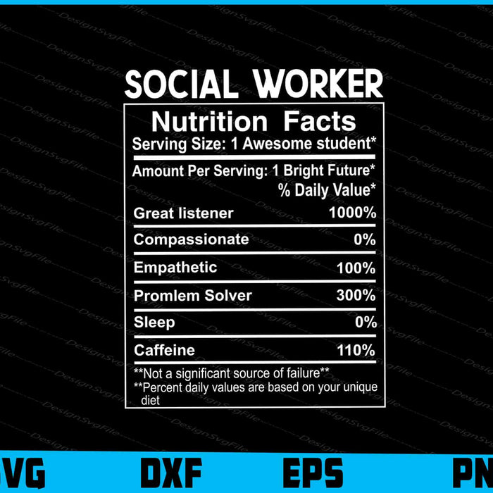 Social Worker Nutrition Facts SVG PNG File