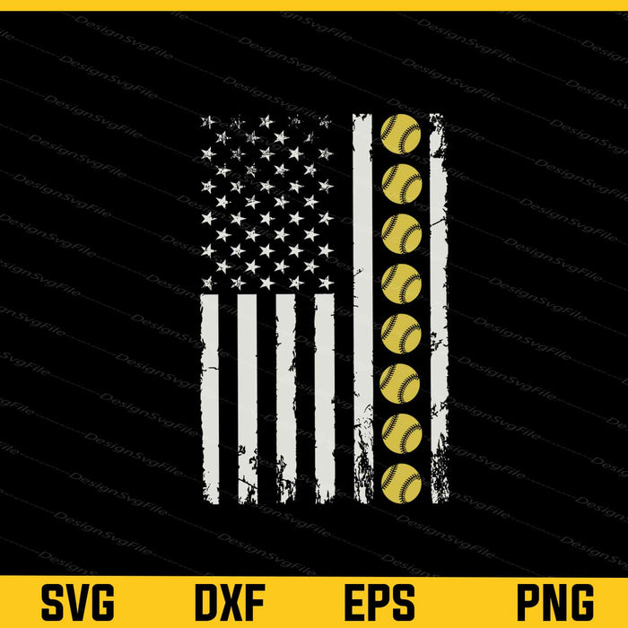 Softball American Flag Svg Cutting Printable File  - Premium Cutting Files in SVG, PNG & EPS Formats - Premium SVG Cutting Files for Crafts