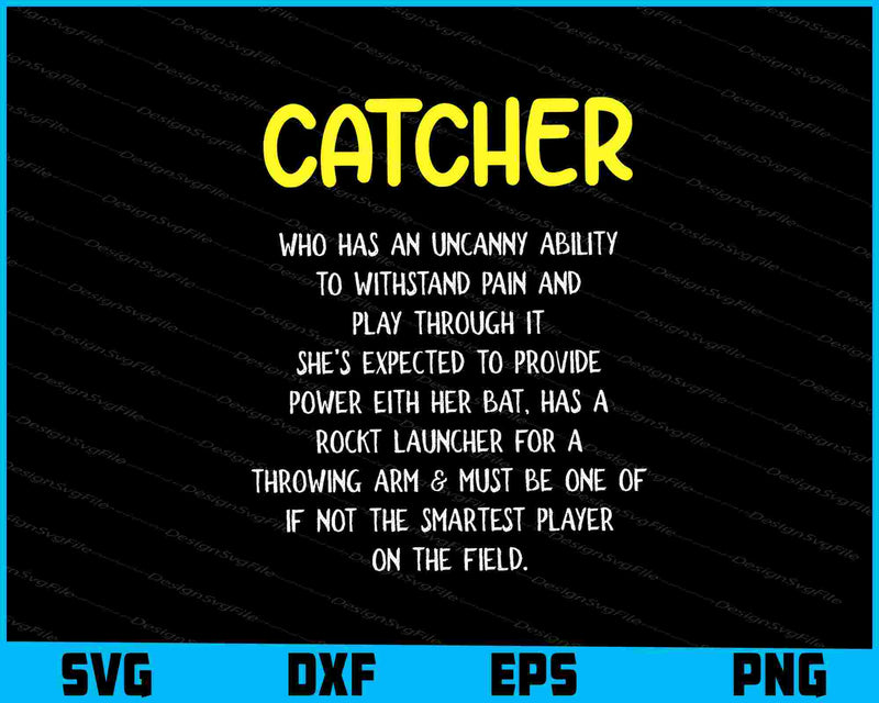 Softball And Baseball Lover - Catcher Definition SVG