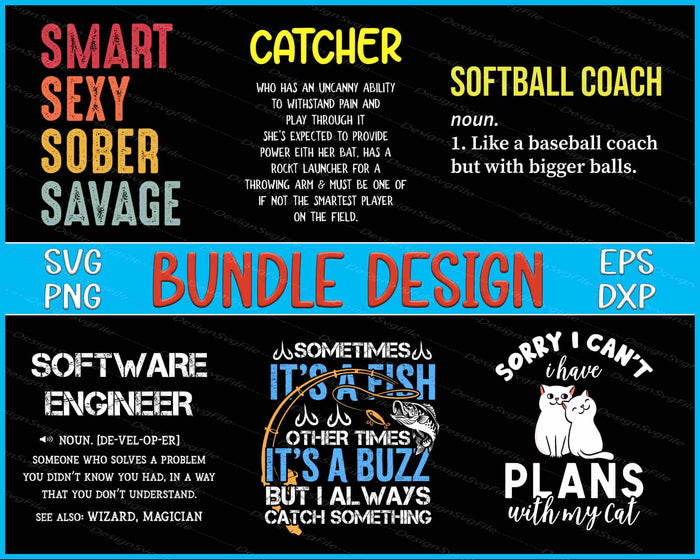 Softball Baseball Lover Bundle SVG, Fish PNG