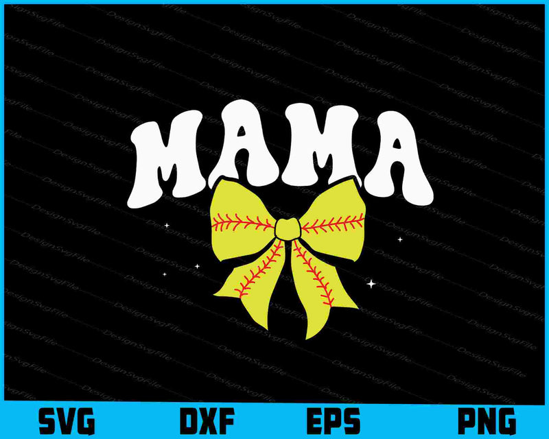 Softball Mama SVG, Softball Bow PNG