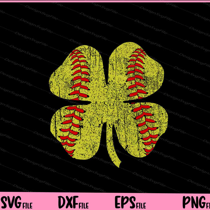 Softball Shamrock Lucky Clover Irish St Patrick's Day Svg Cutting Printable Files  - Premium Cutting Files in SVG, PNG & EPS Formats - Premium SVG Cutting Files for Crafts