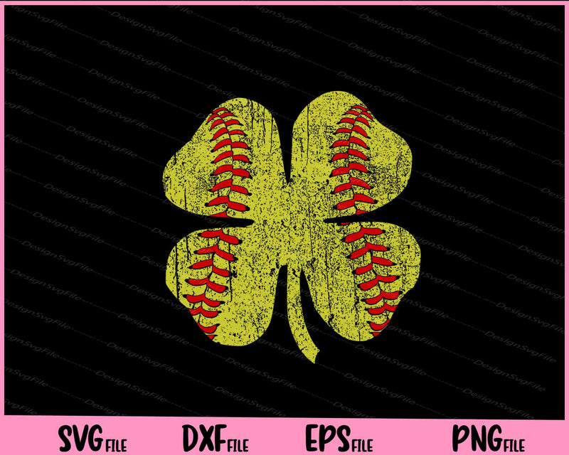 Softball Shamrock Lucky Clover Irish St Patrick's Day Svg Cutting Printable Files  - Premium Cutting Files in SVG, PNG & EPS Formats - Premium SVG Cutting Files for Crafts