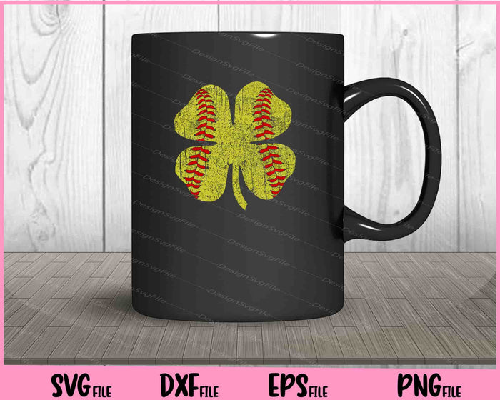 Softball Shamrock Lucky Clover Irish St Patrick's Day Svg Cutting Printable Files  - Premium Cutting Files in SVG, PNG & EPS Formats - Premium SVG Cutting Files for Crafts