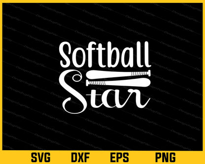 Softball Star Svg Cutting Printable File  - Premium Cutting Files in SVG, PNG & EPS Formats - Premium SVG Cutting Files for Crafts