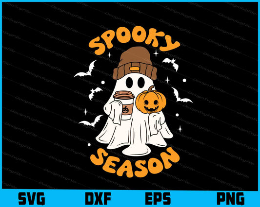 Spooky Season Ghost SVG PNG Printable File  - Premium Cutting Files in SVG, PNG & EPS Formats - Premium SVG Cutting Files for Crafts