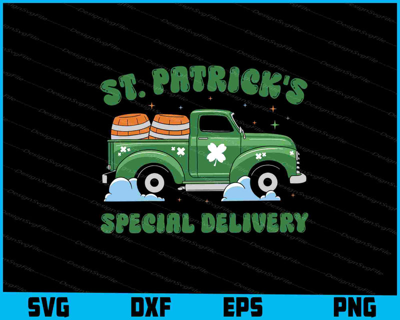 St. Patrick’s Special Delivery SVG, Holiday Truck PNG