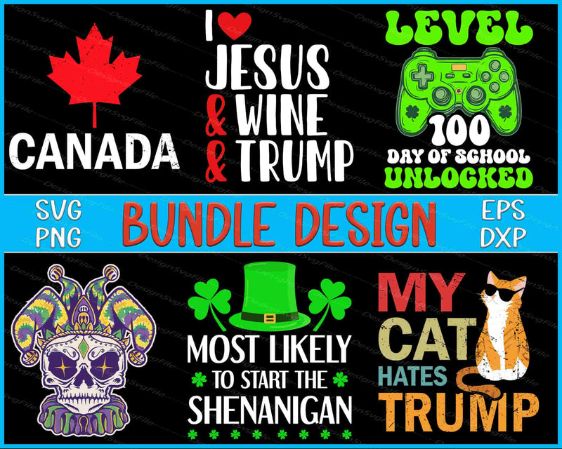 Collection of various graphic designs with text and symbols on a black background