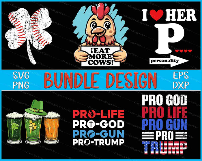 Collection of graphic designs with text and symbols on a black background
