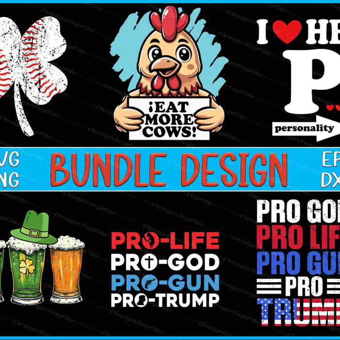 Collection of graphic designs with text and symbols on a black background