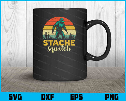 Stache Squatch Funny Vintage SVG PNG Design Printable File  - Premium Cutting Files in SVG, PNG & EPS Formats - Premium SVG Cutting Files for Crafts