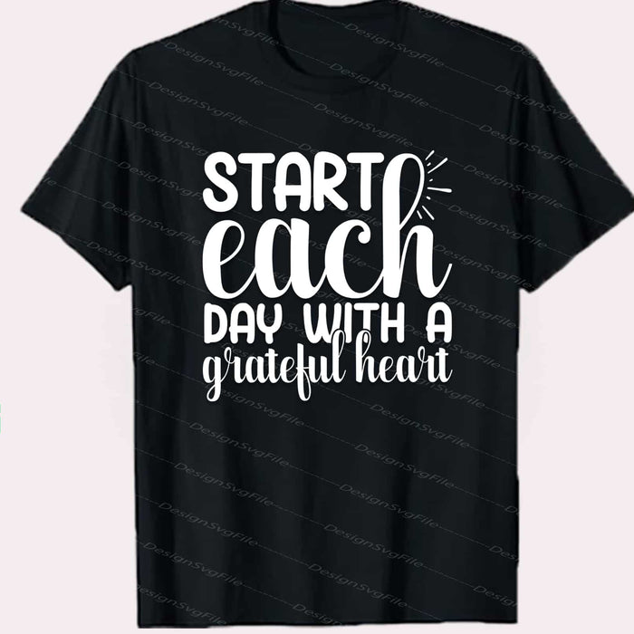 Start Each Day With Grateful Heart Svg Cutting Printable File  - Premium Cutting Files in SVG, PNG & EPS Formats - Premium SVG Cutting Files for Crafts