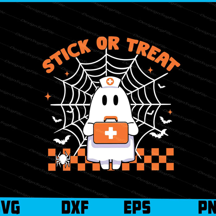 Stick Or Treat Ghost Nurse Halloween