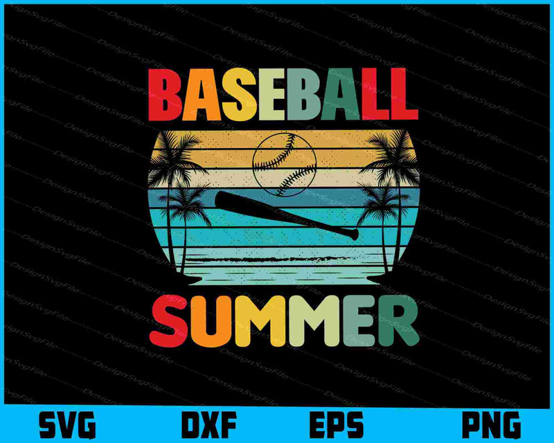 Summer Baseball Vintage SVG