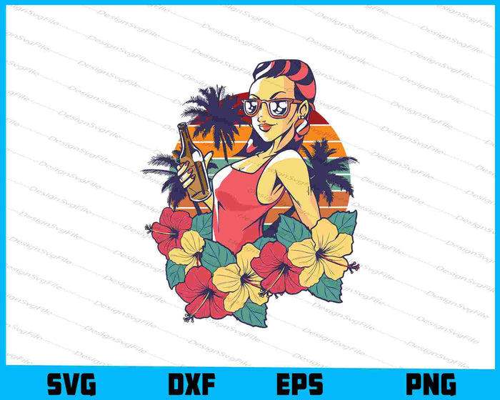 Summer Flower Drinking SVG, Boho Summer PNG