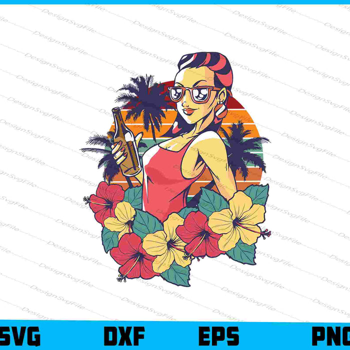 Summer Flower Drinking SVG, Boho Summer PNG