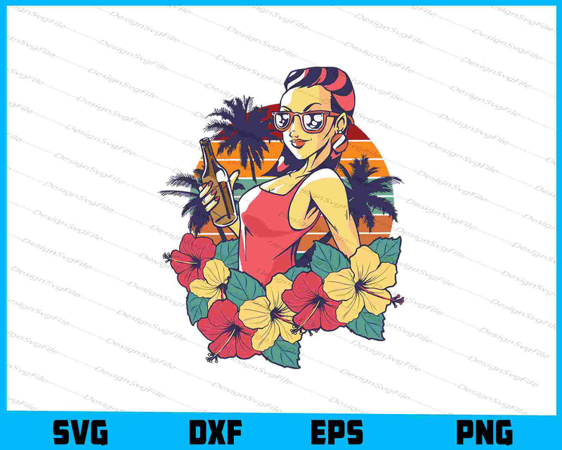 Summer Flower Drinking SVG, Boho Summer PNG