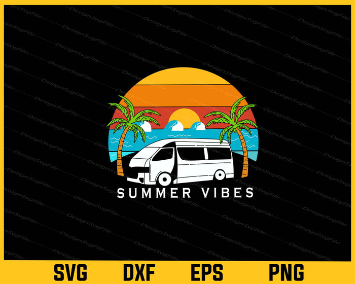Summer Vibes Travel Vintage Retro Svg Cutting Printable File  - Premium Cutting Files in SVG, PNG & EPS Formats - Premium SVG Cutting Files for Crafts