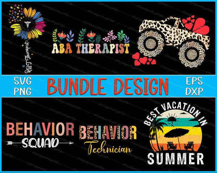 Collection of colorful graphics and text with various designs on a black background