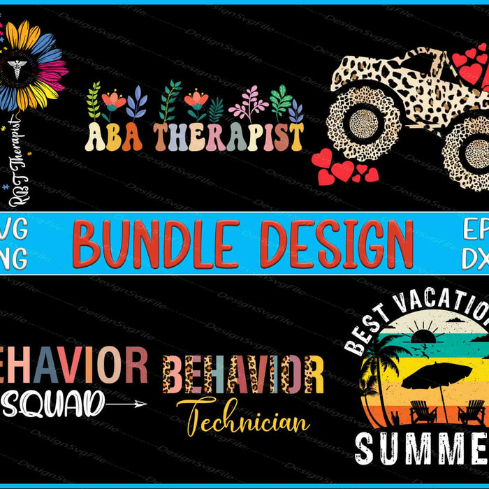 Collection of colorful graphics and text with various designs on a black background