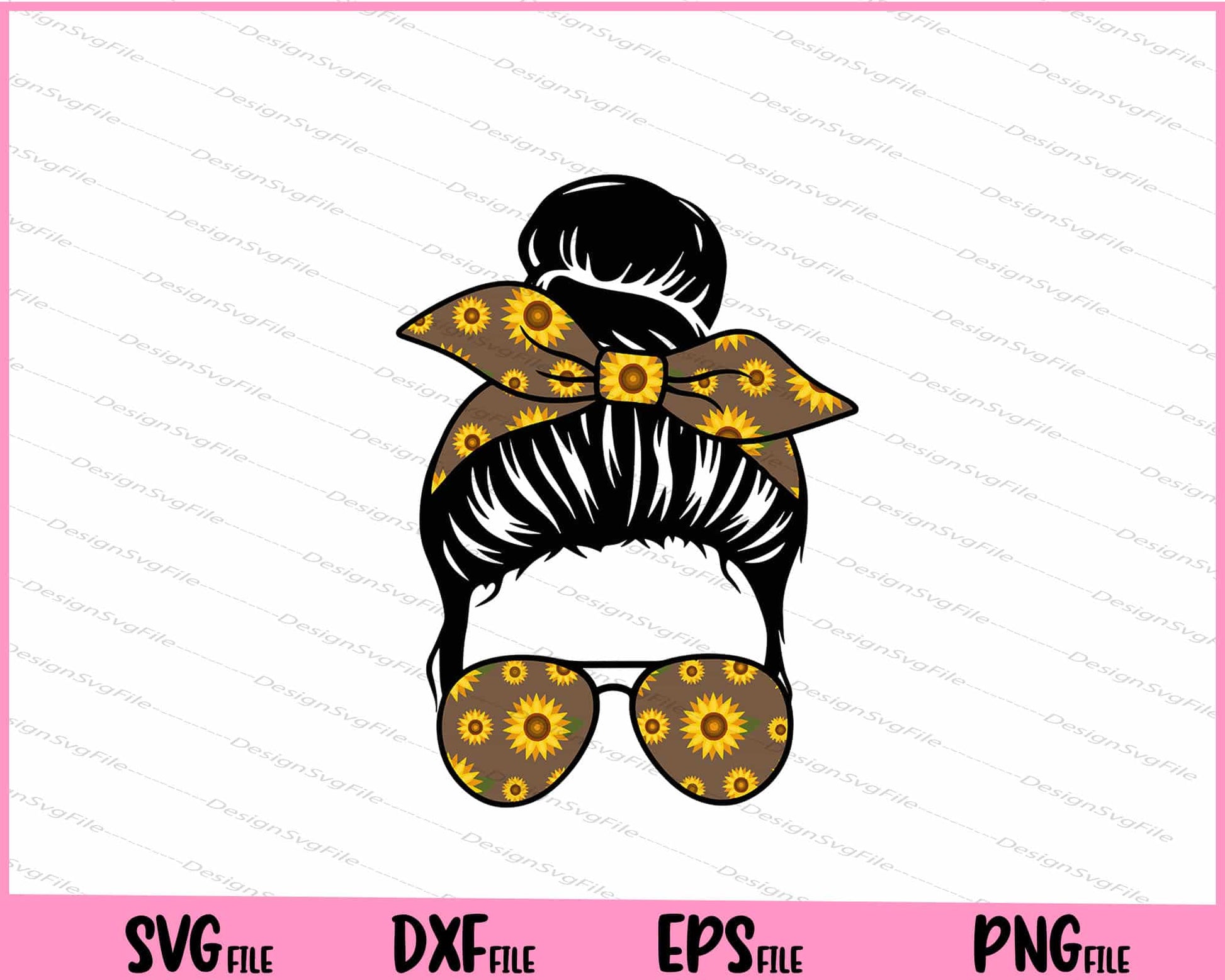 Sunflower Messy Bun Sunglasses Svg Cutting Printable Files  - Premium Cutting Files in SVG, PNG & EPS Formats - Premium SVG Cutting Files for Crafts