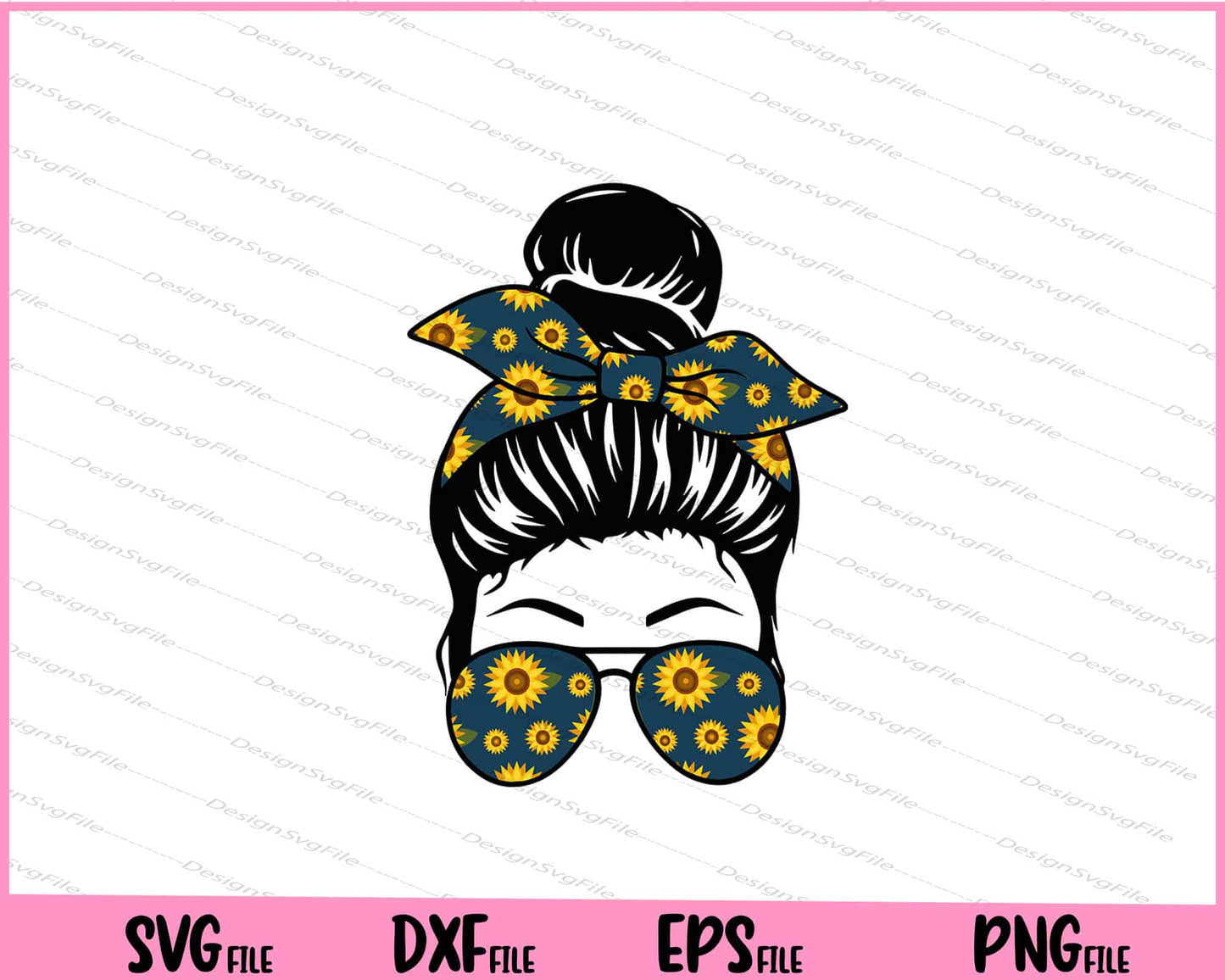 Sunflower Messy Bun Sunglasses Svg Cutting Printable Files  - Premium Cutting Files in SVG, PNG & EPS Formats - Premium SVG Cutting Files for Crafts