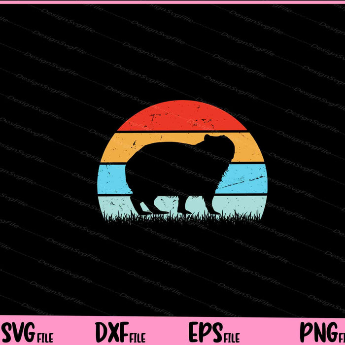 Sunset Capybara Retro vintage Svg Cutting Printable Files  - Premium Cutting Files in SVG, PNG & EPS Formats - Premium SVG Cutting Files for Crafts