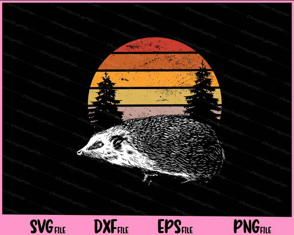 Sunset Hedgehog Vintage svg