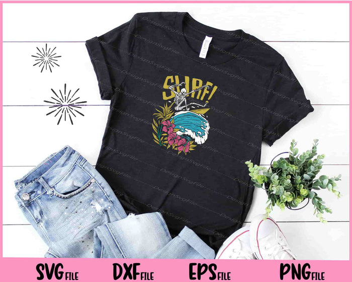 Surf Skeleton funny Svg Cutting Printable Files  - Premium Cutting Files in SVG, PNG & EPS Formats - Premium SVG Cutting Files for Crafts