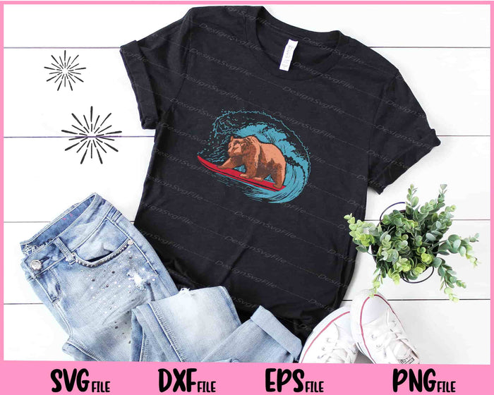 Surfing Bear Funny Svg Cutting Printable Files  - Premium Cutting Files in SVG, PNG & EPS Formats - Premium SVG Cutting Files for Crafts