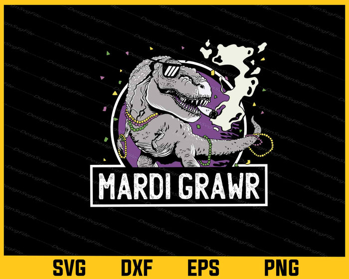 T-rex Mardi Grawr Smoking Svg Cutting Printable File  - Premium Cutting Files in SVG, PNG & EPS Formats - Premium SVG Cutting Files for Crafts