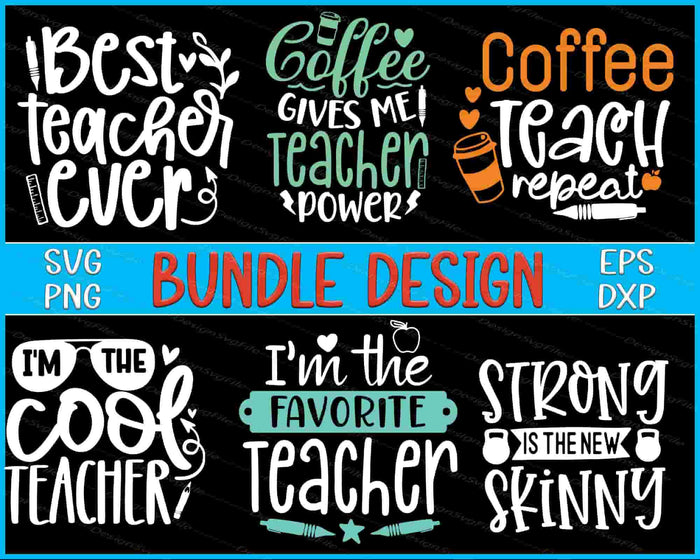 Teacher Bundle SVG Coffee Teach PNG