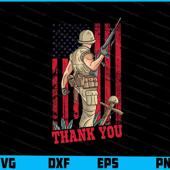 Thank You Memorial Day Veteran Military Flag SVG