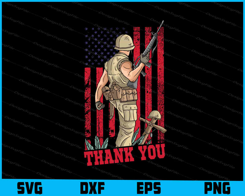 Thank You Memorial Day Veteran Military Flag SVG