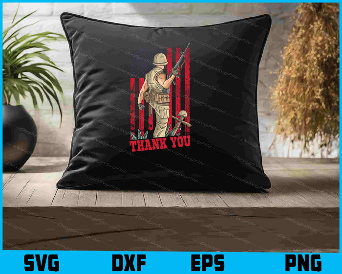 Thank You Memorial Day Veteran Military Flag SVG