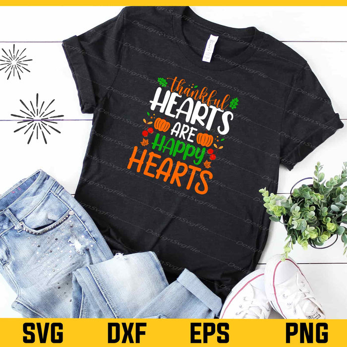 Thankful Hearts Are Happy Hearts Thanksgiving Svg Cutting Printable File  - Premium Cutting Files in SVG, PNG & EPS Formats - Premium SVG Cutting Files for Crafts
