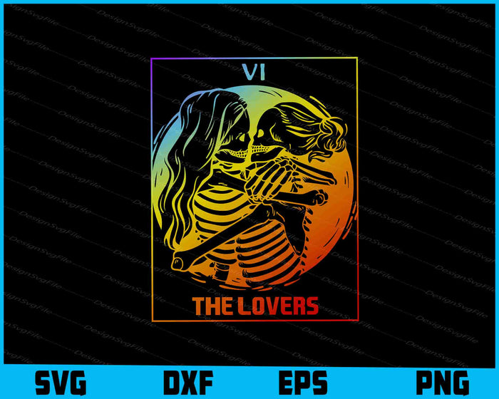 The Lovers Tarot Card Rainbow Occult Goth Lesbian Skeleton SVG