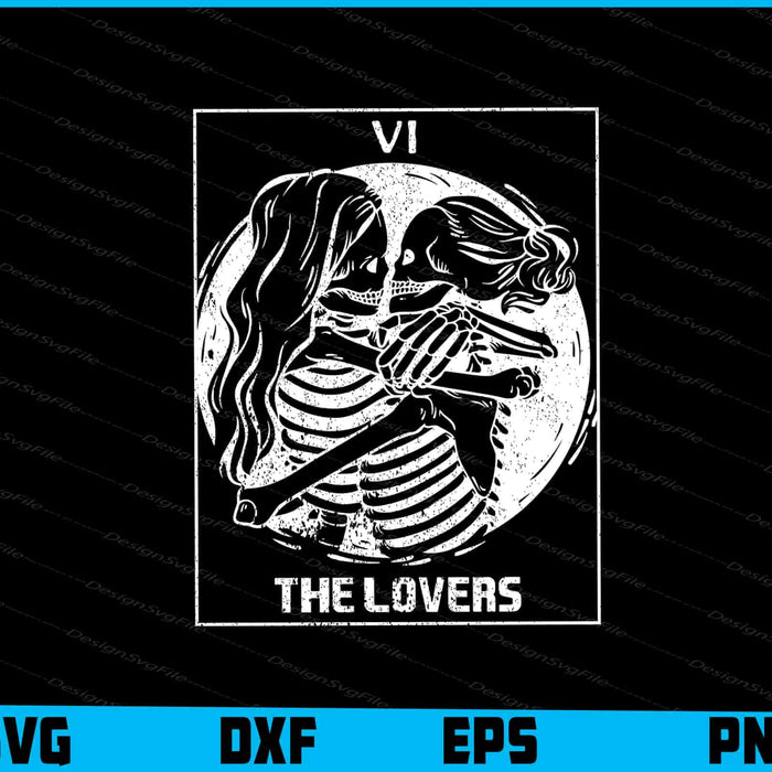 The Lovers Tarot Card Rainbow Occult Goth Lesbian Skeleton SVG